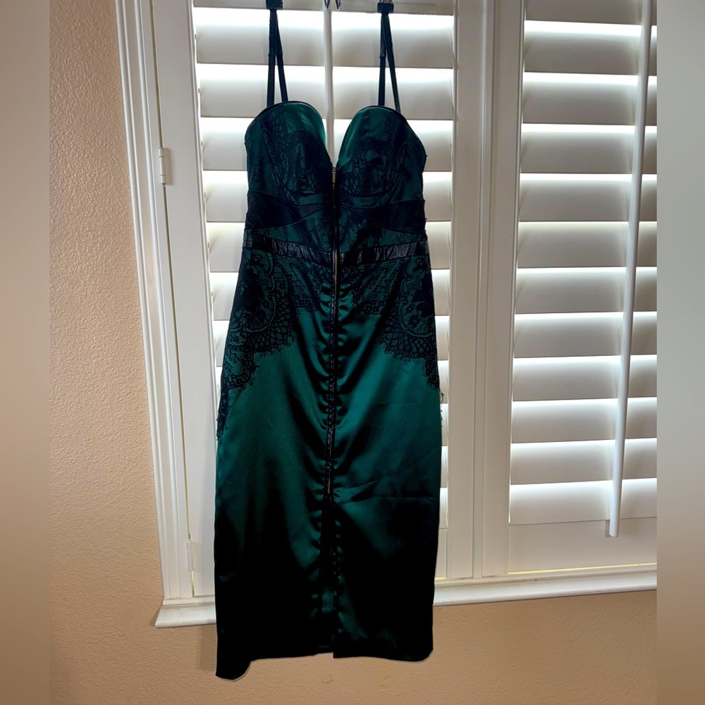 Bebe satin dress lace bustier midi length